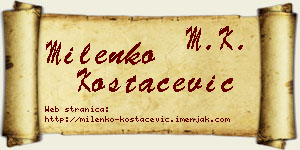 Milenko Kostačević vizit kartica